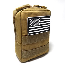 2 Pack Small Molle Pouches - Tactical Compact Water-Resistant EDC Pouch Bag Utility Belt Pouch Waist Pack Bag Khaki