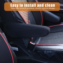 Universal Size Car Front Seat Armrest Covers, 2 Pieces Black Fabric Armrest Protector for Car, SUV, Truck and Van (Black)