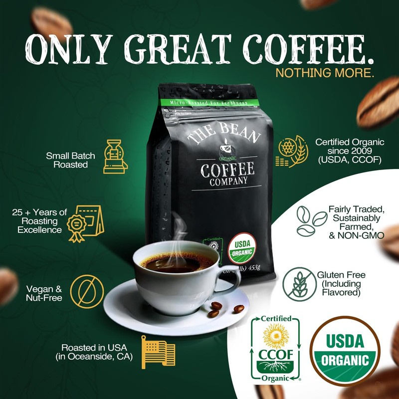 The Bean Organic Coffee Company House Blend, Medium Roast, Whole