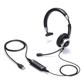 Sanwa Supply MM-HSU14ANC USB Headset with Noise Cancelling Microphone (Single Ear)