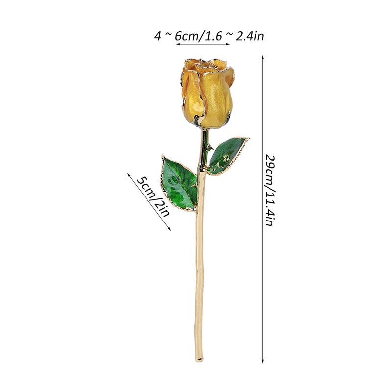 Golded Rose Flower Yellow 24K with Base Gift Decoration for