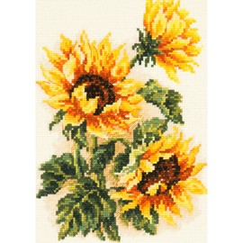 Magic Needle 40-78 ZW Three Sunflowers Counted Cross Stitch Kit with Zweigart Edition, Cotton, Multi-Colour, 15 x 22 cm