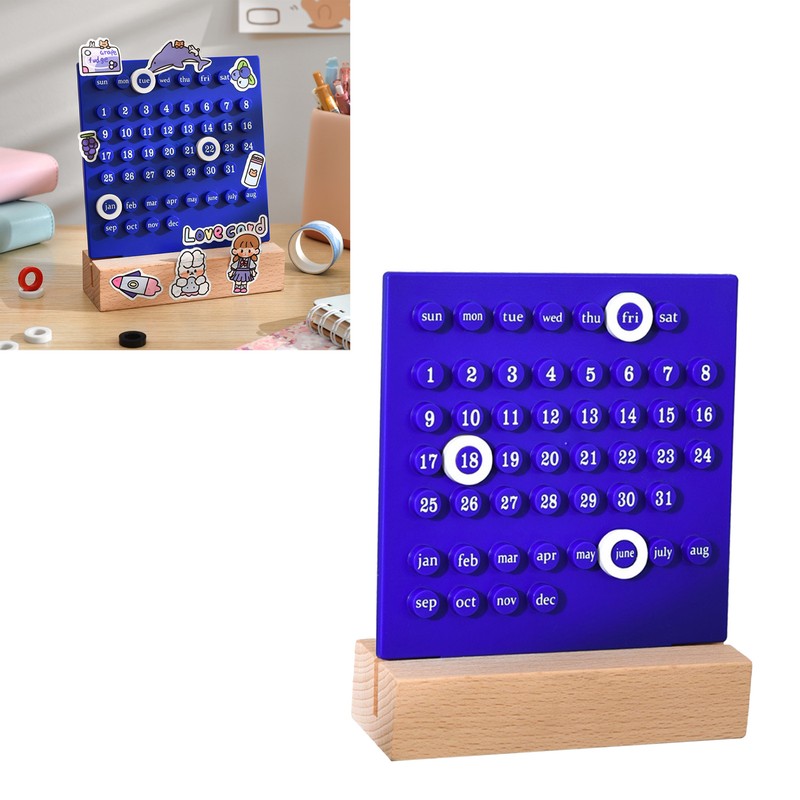 Wooden Kids Calendar DIY Hand Operated Develop Planning Skills Perpetual