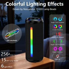 Bluetooth Speakers Wireless with Light, 16W Portable Speakers Loud Stereo Sound, Outdoor Speakers Bluetooth Waterproof, RGB Multi-Colors Rhythm Lights, 24H Playtime for Indoor&Outdoor