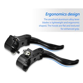 BOROCO Bicycle Brake Levers, 1 Pair Aluminium Alloy Bicycle Brake Handle, 24mm Mountain Bike Disc Brake Handlebar for Mountain Bike Bicycle Accessories (Black)