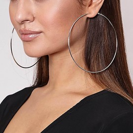 Atentuyi Boho Large Hoop Earrings Big Hoop Stud Earrings Silver Huggie Hoop Earrings Huge Round Circle Earrings Jewelry for Women and Girls