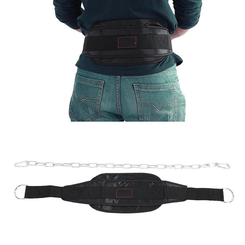 Fitness Drop Weight Equipment Gym Dip Belt Waist Chain Strength