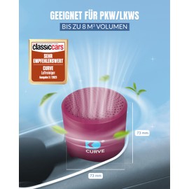Curve - Innovative Air Purifier with Granules - Removes 99% Germs and Odours - For Car, Car, Truck, Camper, Home - No Electricity and Silent - Little Cherry