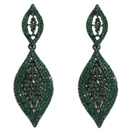 Canboer Fancy Emerald Green Rhinestone Dangle Drop Earrings Crystal Leaf Statement Earrings for Women Party Prom