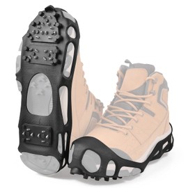 Ice Cleats Walking Traction 28 Spikes Crampons Snow Shoe Grips Gripper Walk Traction Cleats Anti-Slip Ice Grips for Boots Shoes, Size L