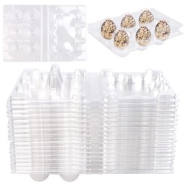 Vegena Quail Egg Boxes - Pack of 50 Quail Egg Boxes, 6 Grid Quail Egg Boxes, Quail Egg Boxes, PVC Egg Holder with Lid, Egg Storage Box for Fridge