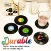 Retro Vinyl Record Coasters (24 Pcs) with 2 Holders –