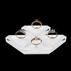Kodbww Fashion Clear Acrylic Jewelry Holder Crystal Square Ring Storage Finger Ring Clips Display Support S White 1