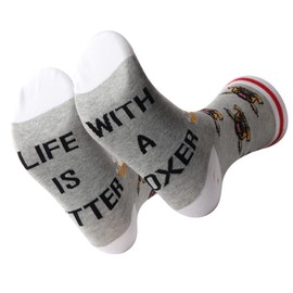 PXTIDY Boxer Socks Boxer Dog Gift Life Is Better With A Boxer Novelty Crew Socks Boxer Lover Gifts for Boxer Owner Boxer Mom Boxer Dad Socks Boxer Puppy Gifts