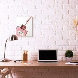 Stupell Industries Makeup Nail Polish Brush Pink Drip Fashion, Design by Artist Ziwei Li Wall Art, 13 x 19, Wood Plaque