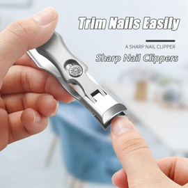 Ultra Wide Jaw Opening Nail Clippers, German Nail Clippers for Men, Telescopic Nail Clippers, Toenail Clippers for Seniors, Portable Ultra Sharp Nail Clippers, Anti Splash Nail Clipper (Silver)