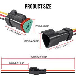 JUZITAO 8Kits 3 Pin DT Connectors 3 Wire Male and Female Electrical Waterproof Connector 3Pin 16 AWG Automotive Electrical Connector for Automotive Cars Truck Motorcycle Marine Boats