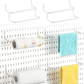 Yaocom 4 Pcs Paper Towel Holder for Pegboard Paper Towel Holder Pegboard Accessories Compatible with IKEA Skadis Peg Board Hooks for Towels, Kitchen Towels, Stickers, Tapes