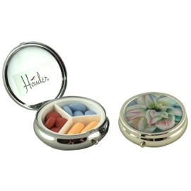 Houder Designer Pill Box by Houder - Decorative Pill Case with Gift Box - Carry Your Meds in Style (Lilly)