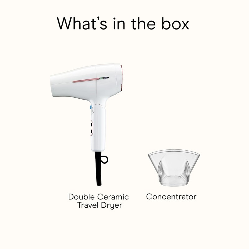 Conair Double Ceramic Travel Dryer with Concentrator & Folding Handle,