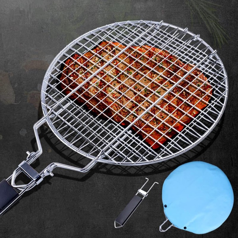 Grill Basket - Stainless Steel BBQ Portable Folding Grilling Grate