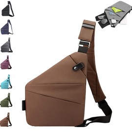 ocalil Anti Theft Travel Bag,Anti Theft Crossbody Bag, Sling Bag Travel Crossbody Bag for Women Men(Right,brown)