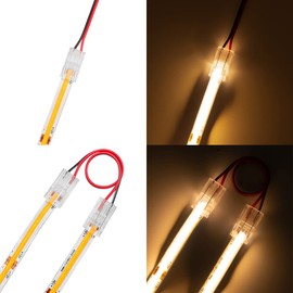 Fntek 2 Pin 8mm COB LED Strip Connectors Kit with Gapless Connector, Jumper Connector, Pigtail Connector, DC Female and Connector, L-Shaped Connector, T-Shaped Connector for COB LED Strip Lights