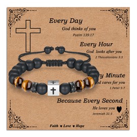 Toplstud Christian Gifts for Men Boys, Cross Bracelets for Men, Confirmation Communion Easter Christmas Valentine's Birthday Present for Son Grandson Husband Boyfirend