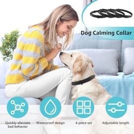 Calming Collar for Dogs,4 Packs Dog Pheromone Calm Collars,Relief Anxiety Stress Separation Lasts 60 Days,Relieve Bad Behavior,25 Inches Size Flexible Adjustable for All Small Medium and Large Dog (A)