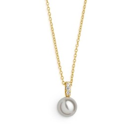 Xenox Pearl Dreams XS5194G Women's 925 Sterling Silver Necklace with Pearl Pendant with Gold Zirconia, Sterling Silver, Pearl, zirconia