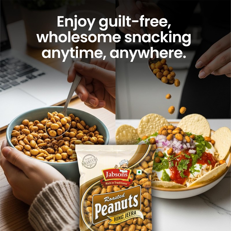 Jabsons - Roasted Peanuts Hing Jeera, 140g (Pack of 6)