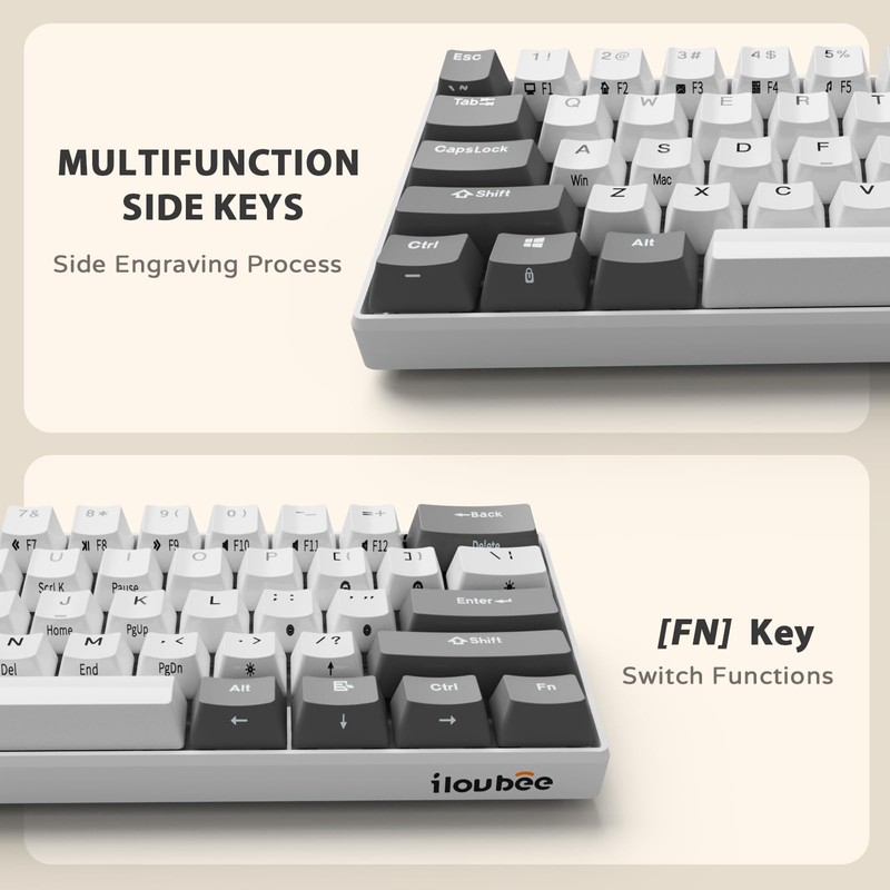 iLovBee i61 Mechanical Keyboard 60 Percent, Wired RGB Gaming Keyboard,