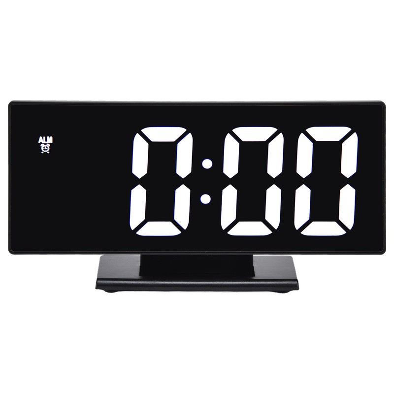 Digital Alarm Clock LED Mirror Screen USB Charging Automatic Dimming