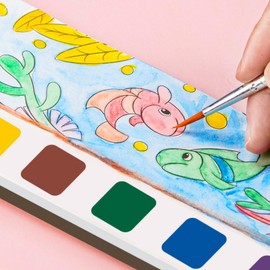 Mini Paint Pad,Mini Watercolour Paint Pad,Portable Pocket Watercolour Painting Book,Cute Watercolor Paints Set,Travel Paint Set Watercolor Coloring Books with Paintbrush and Palette(Deep Sea Dream)