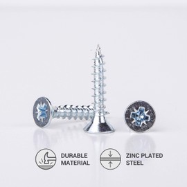 (Pack of 100) Galvanised Steel Wood Screws 5.0 x 25mm Pozi Drive Head Screws Fasteners Countersunk Chipboard Screws (Pack of 100)