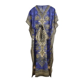 Art Of Creation Women's Kaftan Dress Long Maxi Caftan Dressess Night Gown Beachwear Cover Up Tunic Top Plus Size Color-Blue