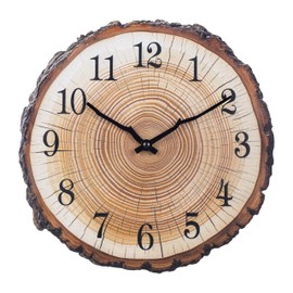 TINZONC Rustic Wooden Wall Clock 12 Inch Battery Operated Wall Clocks