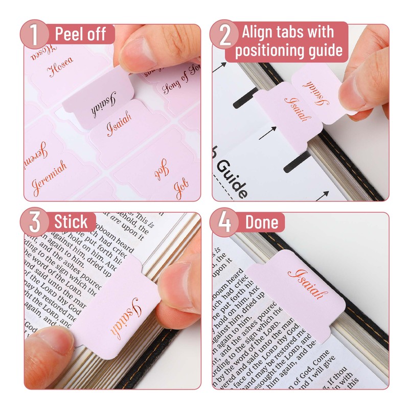 Mr. Pen- Bible Tabs, 75 Tabs, Baby Pink, Bronze Foil