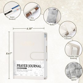 Ospelelf Beige Faux Leather Christian Prayer Journal for Women, Bible Study Journal for Men Daily Planner Notebook, Undated 3 Month, Mental Health Gratitude Journal Stress Relief