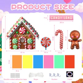 Candy Land Trunk or Treat Car Decorations Kit, Candyland Trunk or Treat Decorations with Sweet Lollipop and Gingerbread Man Balloons Candy Land Banner for Suv Car Archway Garage Door