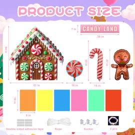 Candy Land Trunk or Treat Car Decorations Kit, Candyland Trunk or Treat Decorations with Sweet Lollipop and Gingerbread Man Balloons Candy Land Banner for Suv Car Archway Garage Door