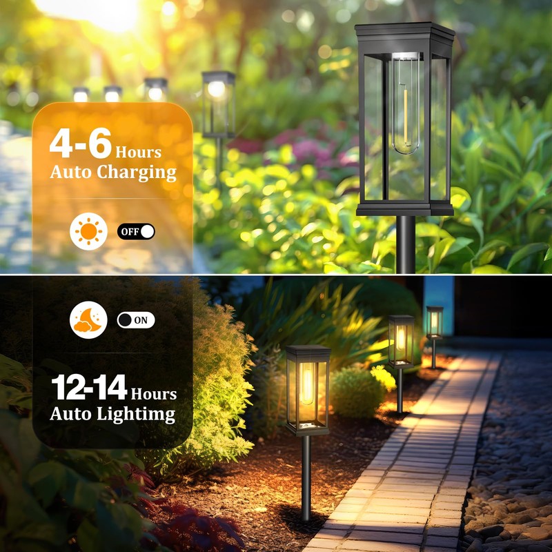 TEZKOLES 8 Pack Solar Pathway Lights Outdoor, IP65 Waterproof Solar