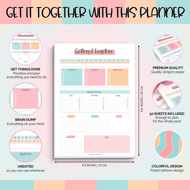 Brain Dump Notepad, to Do List Desk Pad, Productivity Planner,