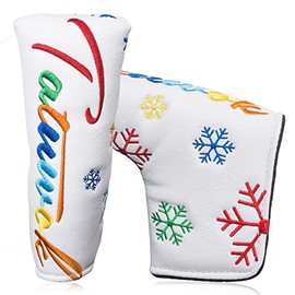 Snow Flower Golf Headcover Putter Cover Pin Mallet Fit Scotty Cameron Odyssey Magnetic Closure Embroidery White Black (White for Pin Type)