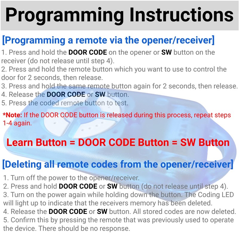 QSDIYRF Gate/Garage Door Remote Compatible with ATA PTX-4 SecuraCode Garage