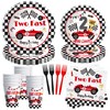 Suhelkit Race Car 2nd Birthday Party Decorations Tableware - Red