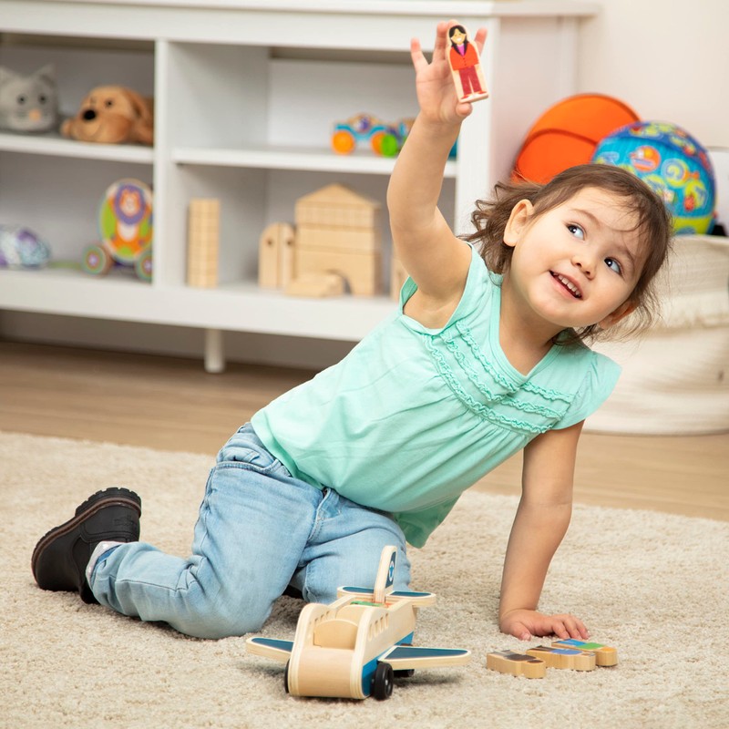 Melissa & Doug Wooden Airplane Play Set With 4 Play