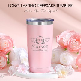 65th Birthday Gifts for Women 65 Year Old Birthday Gifts for Women Unique 1960 Gift for 65 Year Old Woman Happy 65th Bday Decoration Present Set with Tumbler Socks Candle Makeup Bag Bracelet Keychain