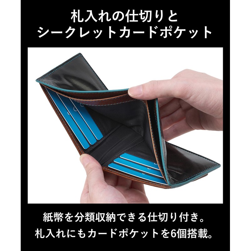 Golbe Men's Wallet, Vegetable Tanned Leather, Smart C/E Bifold (Dark