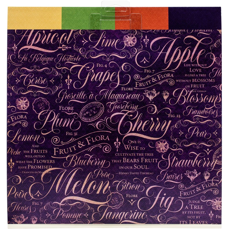 Graphic 45 Fruit & Flora Paper PRNT/Solid, Assorted, One Size